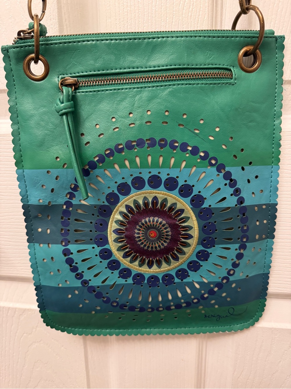 Desigual Green Teal Mandala Crossbody Bag - imperfection